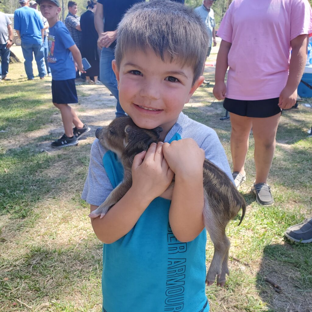 Abel and a wild piggy baby